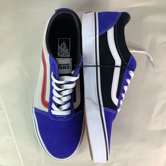New! VANS WARD SKATE SHOES Rally Suede Blu/Wt/Blk Lace Tie Low Top Men Sz 8.5 - Picture 2 of 10
